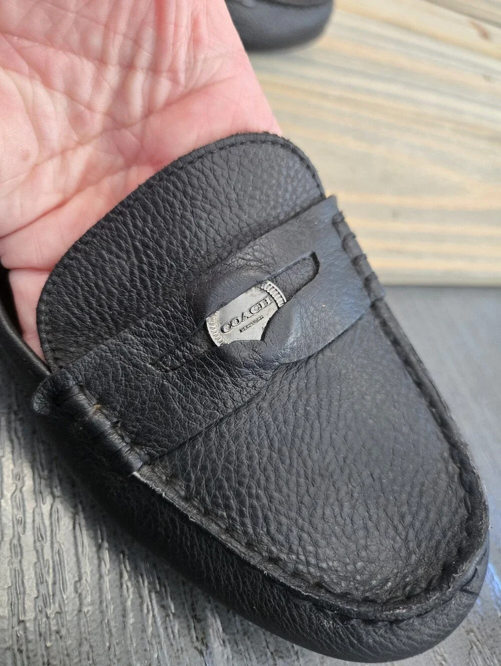 COACH FG1268 Leather Penny Loafers Black Size 9.5 B
